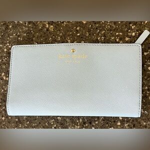 Kate Spade Madison Large Slim Wallet Leather Bifold Wallet in "Blue Glow" | Cute